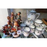 Nine Hummel figures (all a/f) and a part coffee set