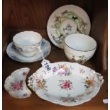 Two Royal Crown Derby dishes, a Staffordshire golfing cup and saucer and a Coalport large cup and