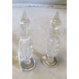 A pair tall glass scent bottles and pair squat scent bottles