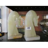 A pair onyx bookends and clock