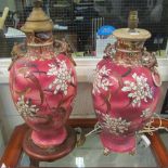 A pair Satsuma vases as lamps, restored