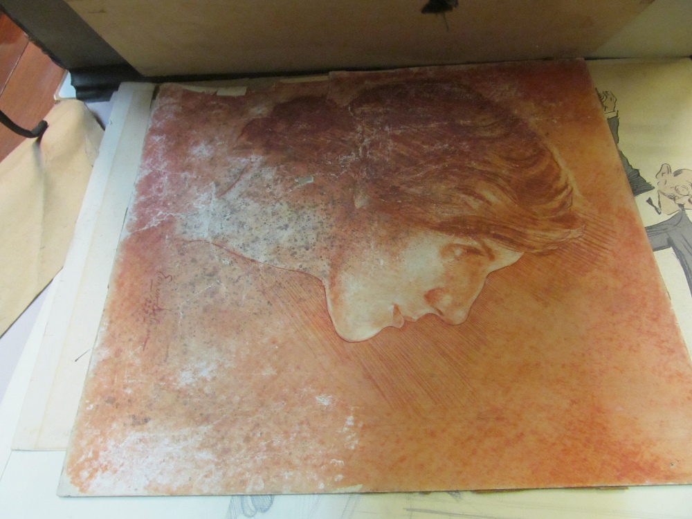 A portfolio of drawings to include pastel portraits by Ernest Dielman circa 1930's and 40's and a - Image 6 of 6