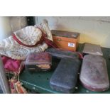 A silk cover, hat, jewellery box and other boxes