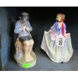 A Royal Doulton figure Sweet Anne HN1318 (restored) and a Royal Copenhagen boy mending ropes (a/f)