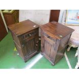 Two oak bedside cabinets