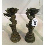 A pair oriental candlesticks