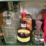 Four decanters and other glassware