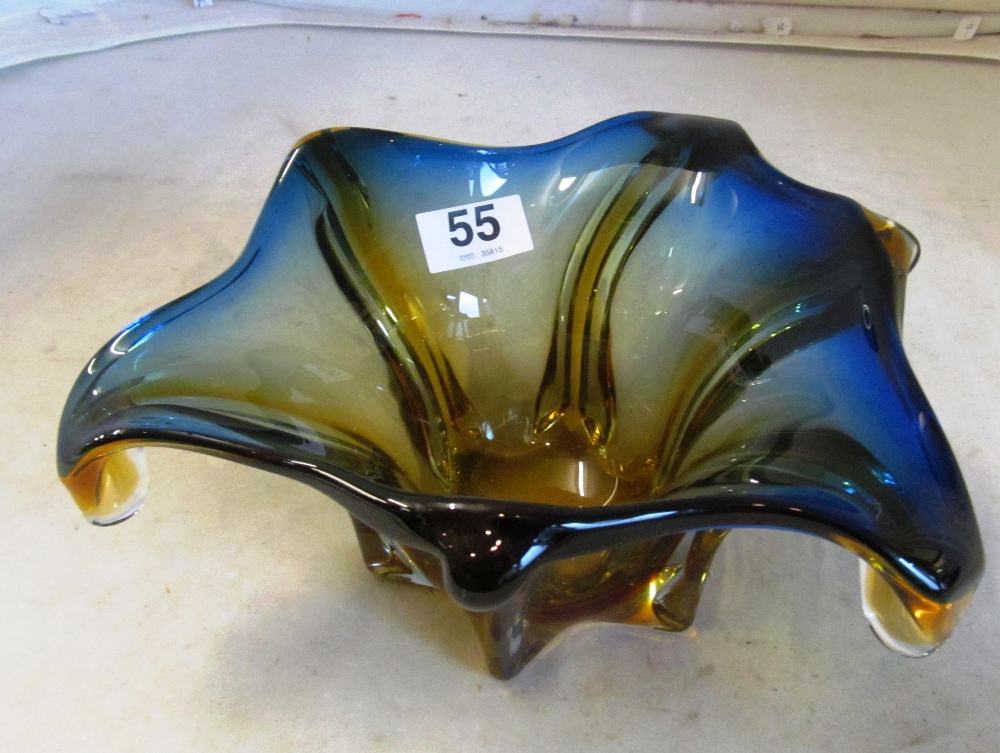 A coloured glass bowl