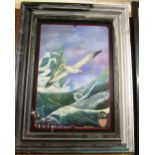Sean Jefferson - an oil on panel Seagull flying over waves