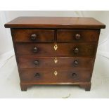 A 19th Century mahogany apprentice chest of two short and three long drawers on bracket feet