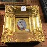 A pair of early 19th Century miniatures lady and gentleman in giltwood frames