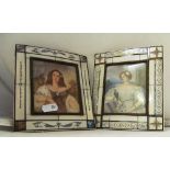 Two miniatures of ladies in pseudo ivory and mother of pearl frames