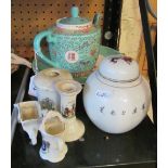 An oriental teapot and other china
