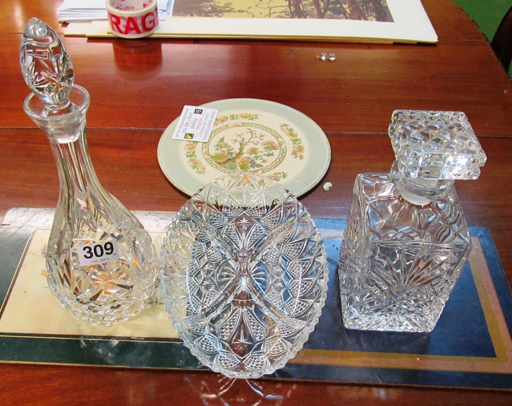 2 decanters and dish