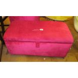 A pink dralon re-upholstered vintage ottoman