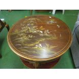A circular lacquer table with shelf (top s/a/f)