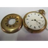 A gold plated Temeraire pocket watch (front cover detached and some wear)
