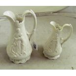 Two Samuel Alcock parian jugs 'Naomi and her daughter in law'