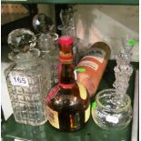 Four decanters and other glassware etc