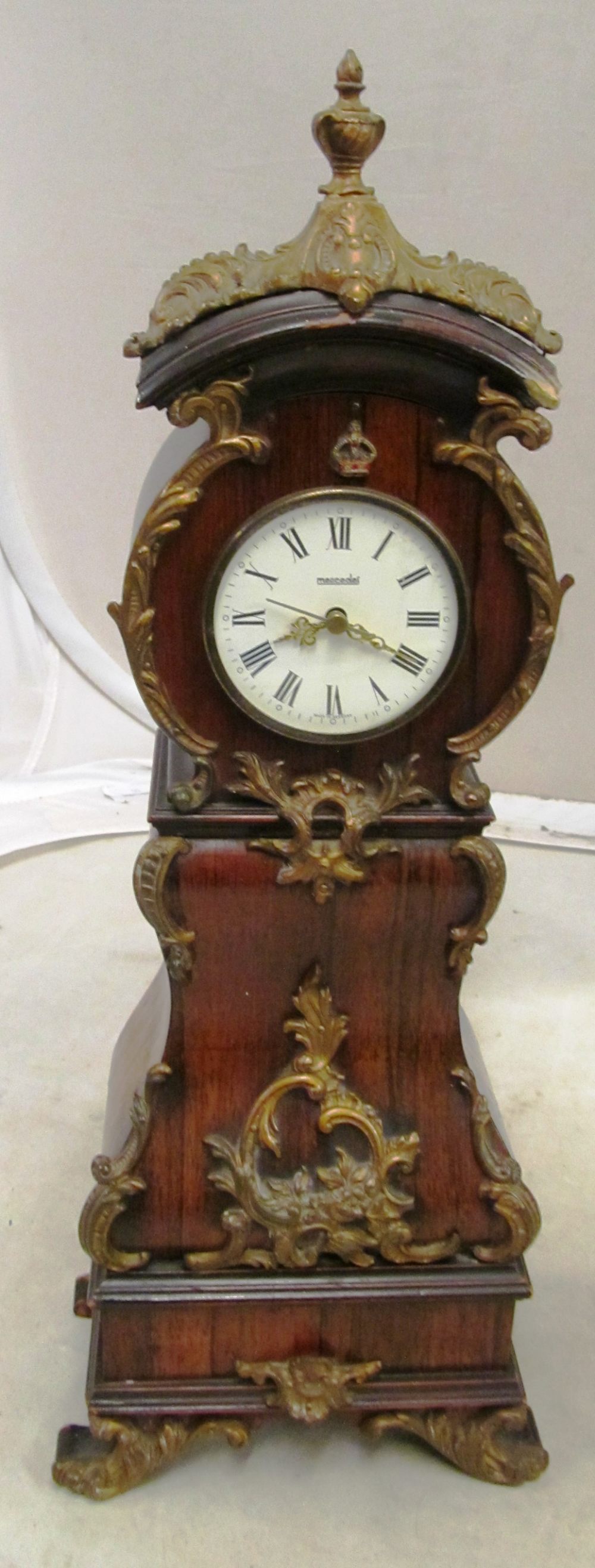 A 19th Century continental rosewood miniature longcase clock with battery movement