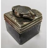 A Victorian silver and glass travelling inkwell maker Charles Boyton c1860