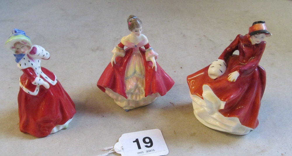 Three small Royal Doulton figures Emma, Southern Belle and Christmas Morn