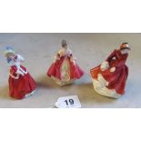 Three small Royal Doulton figures Emma, Southern Belle and Christmas Morn