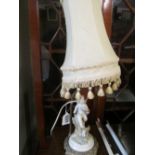 A pair of table lamps with cherubs to bases