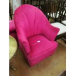 A pink dralon re-upholstered vintage chair
