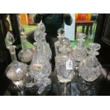 Four decanters two with labels