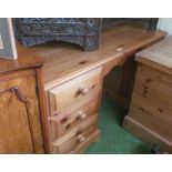 A pine twin pedestal dressing table