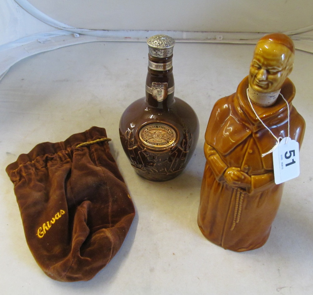 An Abbots Choice 'Abbott' whisky decanter and Royal Solute bottle (empty)