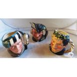 Three Royal Doulton character mugs