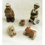 Five Tremar Pottery figures