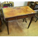 A mahogany side table with drawer