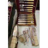 A set of fish knives and forks (i.c), cased manicure set and other cutlery