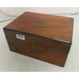 A walnut work box and a small autograph book