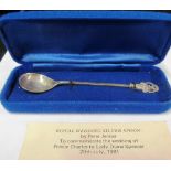 A silver Royal Wedding spoon by Peter Jenner for Charles and Diana