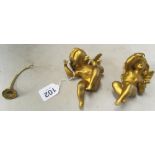 A pair heavy gilt metal cupid figures