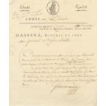 MASSENA ANDRE: (1758-1817) Marshal of France, Duc de Rivoli. L.S.