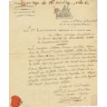 GUILLOTINE - LIEGE: Rare letter signed, one page, 4to, Liege, 5th January 1798, in French.