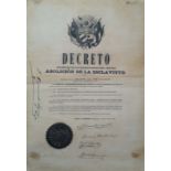CUBAN SLAVERY ABOLITION: An excellent multiple signed decree, one page, small poster, 13 x 19,