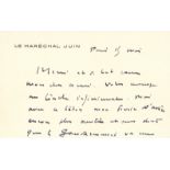 JUIN ALPHONSE: (1888-1967) French Marshal. A good 5.5 x 3.