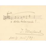 MASSENET JULES: (1842-1912) French Composer. A good and clean A.M.Q.S., `J. Massenet´, to a 5.5 x 3.