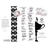 RYDER CUP: A good printed slim 4to folding menu card for the Welcome Dinner of the 39th Ryder Cup,