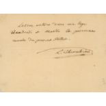 CHERUBINI LUIGI: (1760-1842) Italian Composer. A.N.S., L. Cherubini, one page, oblong 12mo, n.p., n.