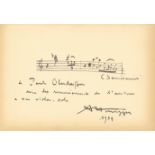 HONEGGER ARTHUR: (1892-1955) Swiss Composer. A.M.Q.S., A Honegger, one page, 8vo, n.p., n.d.