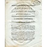 [CORSAIRS]: A curious and unusual printed prospectus, signed by the Corsair L´Alliance ship owners,