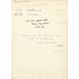 NOBEL PRIZE WINNERS: A good and rare multiple signed page, folio,