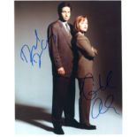 X-FILES: Colour signed 8 x 10 photograph by David Duchovny (1960- ) and Gillian Anderson (1968- ).